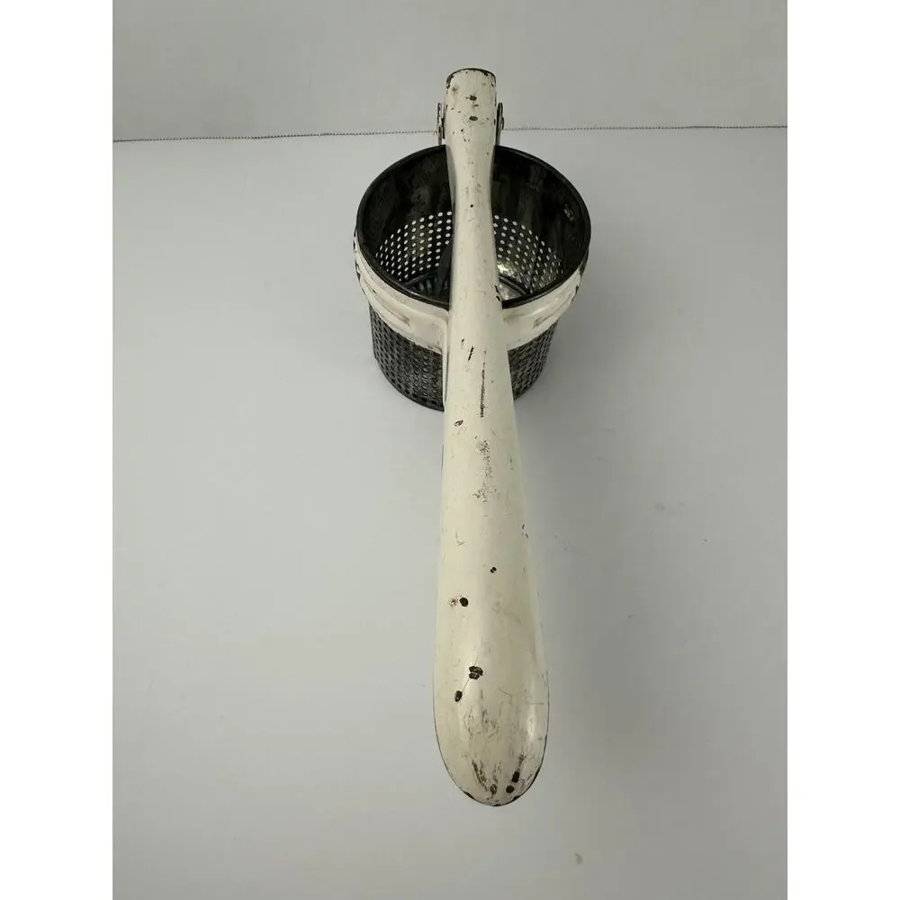 Ricer Potato Metal Kitchen Tool Enamel Vintage Gadget White Hand Manual Veggies
